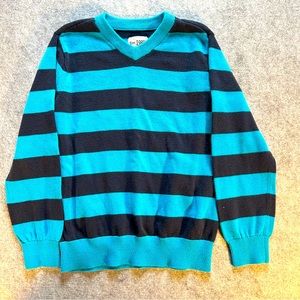 Boys sweater, size S, 7-8, blued striped, v-neck